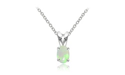 Sterling Silver Ethiopian Opal 6x4mm Oval Solitaire Necklace