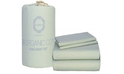 AURAA Comfort 100% Organic Cotton Washed Percale 4 Piece Sheet Set