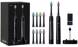 JetWave Sonic Electric Toothbrush Dual Set with 8 Brush-Heads and USB Charger