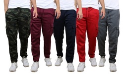 Galaxy By Harvic Men's Fleece Cargo Sweatpants With Open Bottom (Sizes, S-2XL)