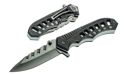 4.5" Black Pocket Knife with Pocket Clip, Spring Assisted,Clip Point Black Blade