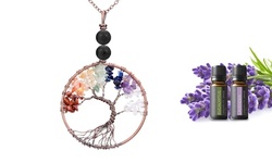Aromatherapy Tree of Life Chakra Pendant with Lava Beads & Optional Oil