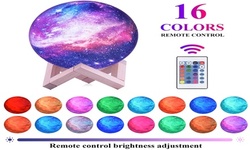 3D Print Colorful Change Star Moon Light 16 Colors Touch Sensor Moon Lamp