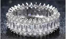 Emerald And Round Cut Cubic Zirconia Eternity Band