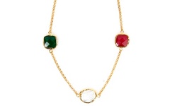 Goldplated Dyed Chalcedony and Mother of Pearl Necklace