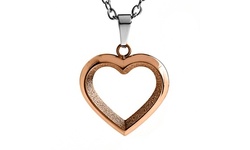 Rose Gold Stainless Steel Open Heart Pendant Necklace
