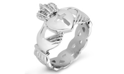 Stainless Steel Claddagh Cut-out Cross Eternity Band