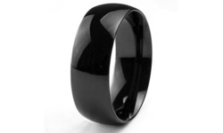 Stainless Steel Black Plated Men's Domed Wedding Band Ring (8mm)