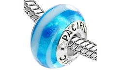 Sterling Silver 'Hang Ten!' Murano-style Glass Bead