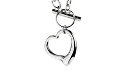 Stainless Steel Cable Chain Open Heart Toggle Necklace