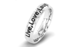 Stainless Steel Inspirational 'Live, Love, Laugh' Band Ring