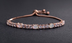 Fiery Opal Adjustable Tennis Bracelet Made with Swarovski Elements in Gold Plating by Nina Grace
