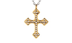 Goldplated Stainless Steel Cubic Zirconia Cross Necklace
