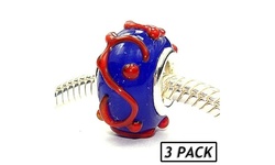 Silver Plated 'Swirly von Swirlson'  Glass Beads (Seat of 3)