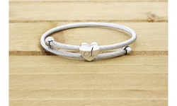 Expadable Heart Cable Initial Bracelet by Pink Box