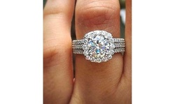 925 Sterling Silver White Gemstone Topaz Engagement Bridal Wedding Rings