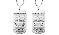 To My Son or To My Daughter Dog Tag Necklace Stainless Steel Military Necklace
