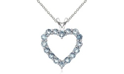Sterling Silver 2 Ct Blue Topaz Open Heart Necklace