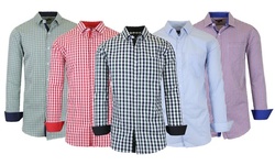 Men's Long Sleeve Gingham & Checkered Dress Shirts With Chest Pocket (S-2XL)