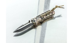 4" Blade, Spring Assisted, Folding Drop Point Blade Camo Mix, Rope Wrap Handle