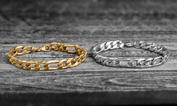 Simply Steel Mens Stainless Steel 10MM Figaro or Curb 9" Chain Bracelet 