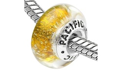 Sterling Silver 'Gold Digger' Murano Style Glass Bead