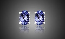 Genuine Tanzanite Round or Oval Cut Studs by Valencia Gem (1 or 2 Pairs)
