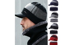 Men's Fashion Knitted Hat Scarf Velvet Warm Knitted Hat