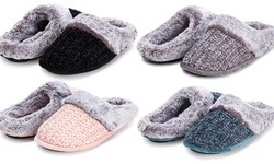 Floopi Women's Soft Cuff Chenille Knit Slippers with Memory Foam