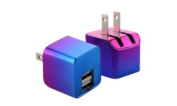 LAX Ultra Compact Iridescent Chrome Dual USB Wall Charger (1-, 2-, or 3-pk)