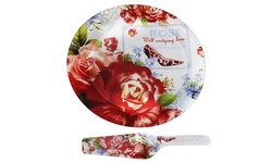 2-Piece Set: Elegant Cake Plate & Serving Utensil - Assorted Styles