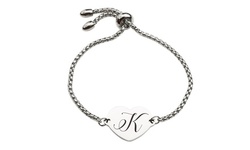 Fully Adjustable Heart Initial Bolo Bracelet By Pink Box