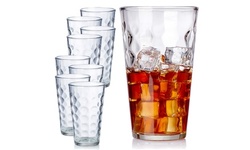 Clear Raindrop Drinking Glasses (Set of 8) -17oz Glassware Set with Heavy Base