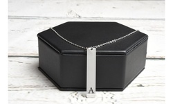 Vertical Initial Bar Necklace by Pink Box - Multiple Colors Available