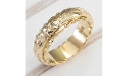Women's Fashion 14k Gold Carved Flower Bride Wedding Engagement Rings