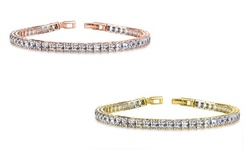 Princess Cut Swarovski Crystal Tennis Bracelet in 18k Gold and 18k Rose Gold