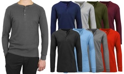 Galaxy By Harvic Men's Regular-Fit Waffle-Knit Henley Thermals (S-5XL)