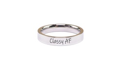 High Polished 4mm Stainless Steel Inspirational Rings By Pink Box - Size 5 - 13