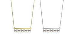 Pearl Bar Necklace in 18k Gold or 18k White Gold 