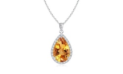 4.00 CTTW Genuine Citrine Gemstone Pear Cut Necklace