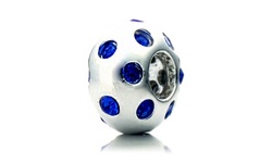 Silver Plated Blue Crystal 'Disco Night' Pacific Bead