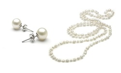 36" White Freshwater Pearl Endless Necklace and Earring Set