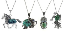 Sterling Silver Genuine Turquoise and Marcasite Critter Necklace's
