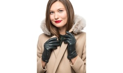Mio Marino Women's Chic Zipper Nappa Leather Gloves