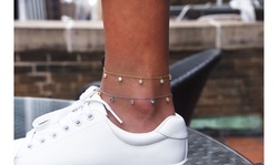 Dainty Bezel Drop Ankle Bracelet Made With Swarovski Elements 