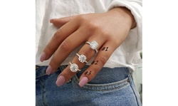 18K White Gold Plated Ring Made With Swarovski Crystal