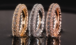 18K Gold & Italian-Cut Crystal 3 Row Eternity Ring