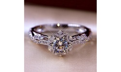 Exquisite 0.8ct White Sapphire Diamond 925 Sterling Silver Ring For Women