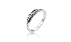 Oxidized Leaf Fashion Feather Ring New .925 Sterling Silver Band Size 6-10