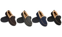 VONMAY Men's Moccasin Slippers Fuzzy Warm Fluffy Fur Memory Foam House Shoes
